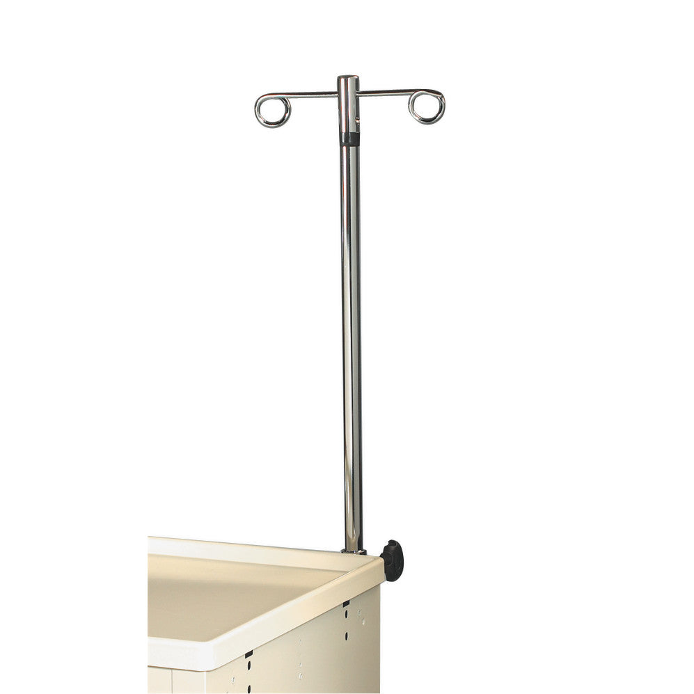 AliMed Cart Accessory: IV Pole for Mini/Select/Standard/Wide Series Medical Carts, showing a metal pole with two hooks.