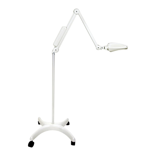 Burton Nova Exam LED Light on a mobile, adjustable arm with a four-legged base and caster wheels for easy positioning.