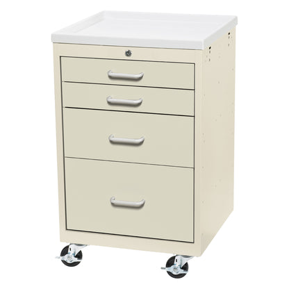 AliMed Mini Series 4-Drawer Anesthesia/Procedure Cart with Key Lock, featuring four drawers and wheels for mobility.