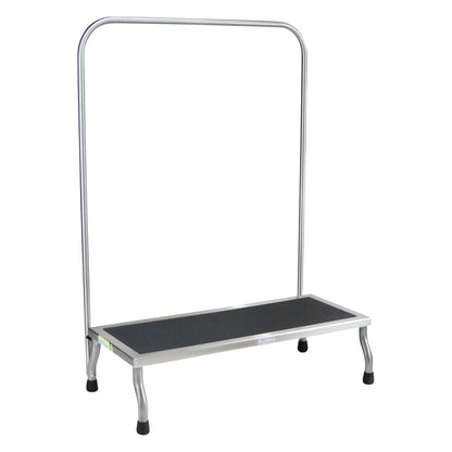 Blickman MR-Conditional Kent Footstool with a rectangular platform and U-shaped handle, featuring metal legs and rubber grips.