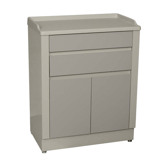 The UMF Short Stationary Treatment Cabinet is a gray, compact cabinet with one drawer and two lower doors.