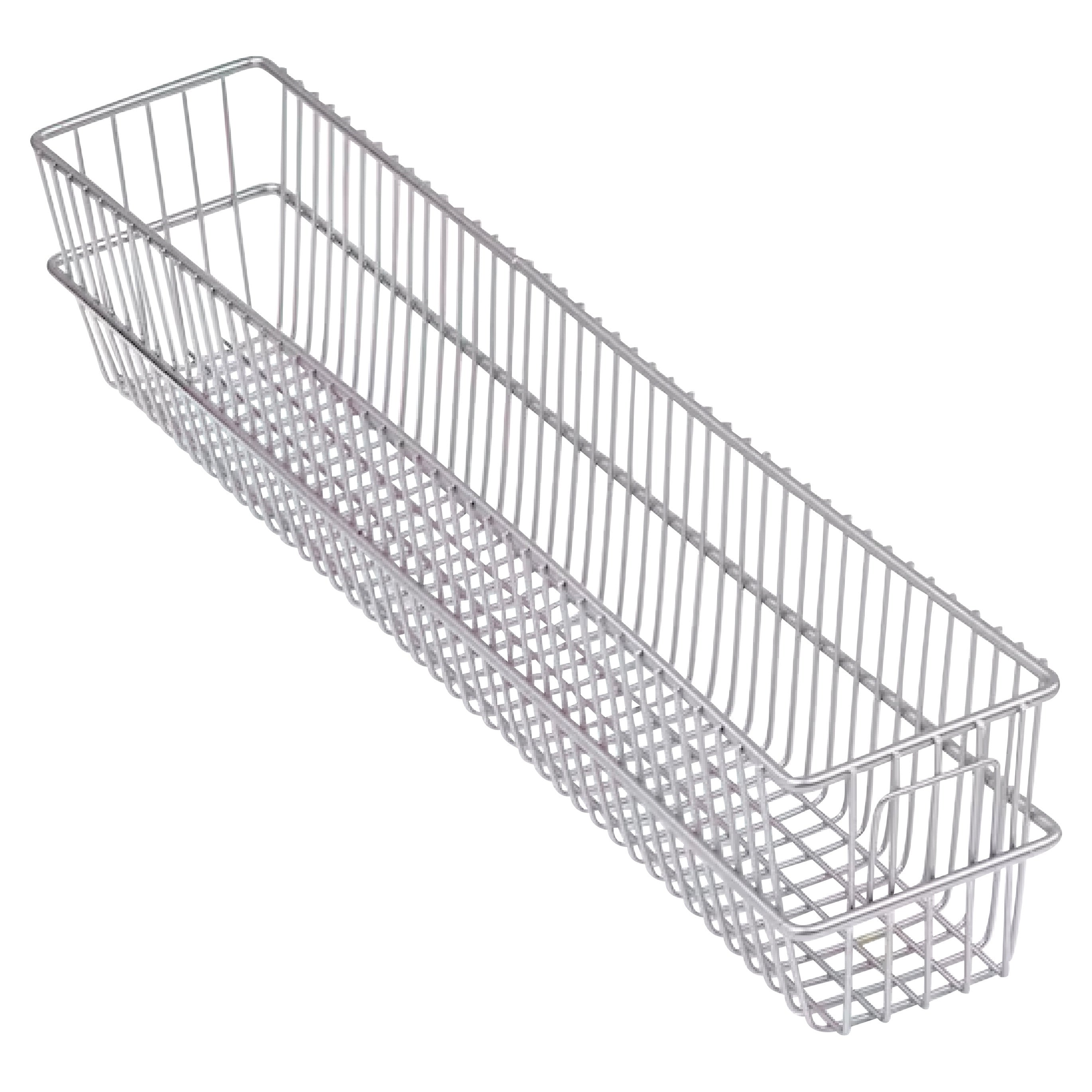 Rectangular metal basket with open wire design for storage. It is labeled as the Basket for Nexel Catheter Cart.