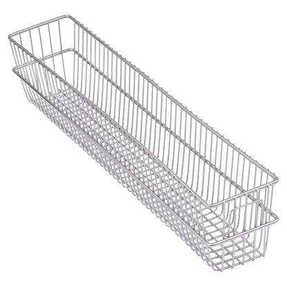 Rectangular metal basket with open wire design for storage. It is labeled as the Basket for Nexel Catheter Cart.