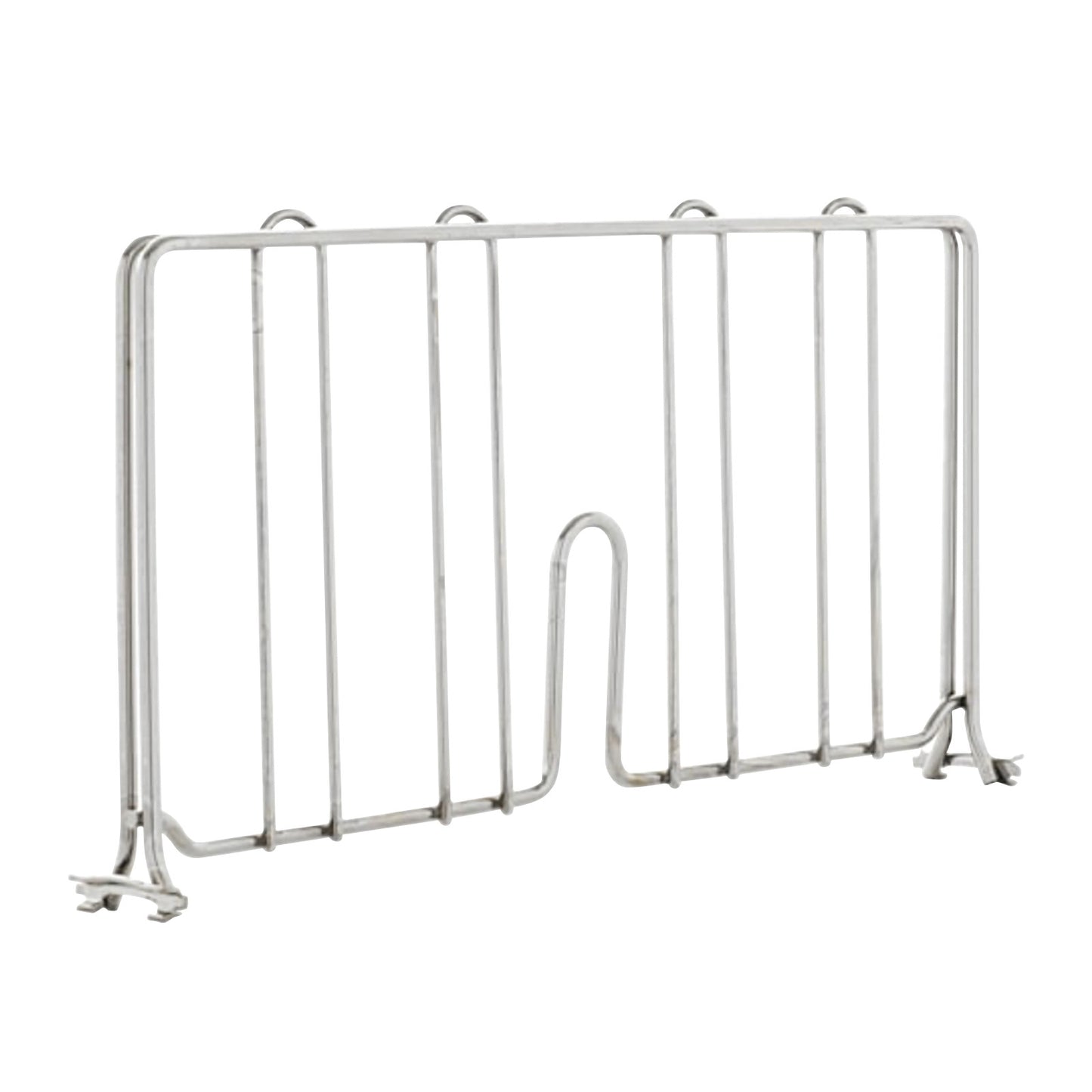 Shelf Divider for Nexel Suture Cart, made of metal, featuring vertical bars and a curved central support, on white background.