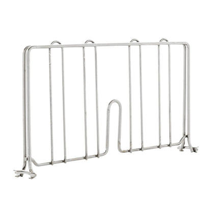 Shelf Divider for Nexel Suture Cart, made of metal, featuring vertical bars and a curved central support, on white background.