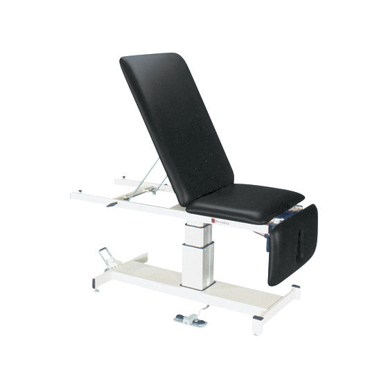Armedica AM-SP350 Treatment Table with black cushioning features an adjustable backrest and sturdy base for medical or therapy use.
