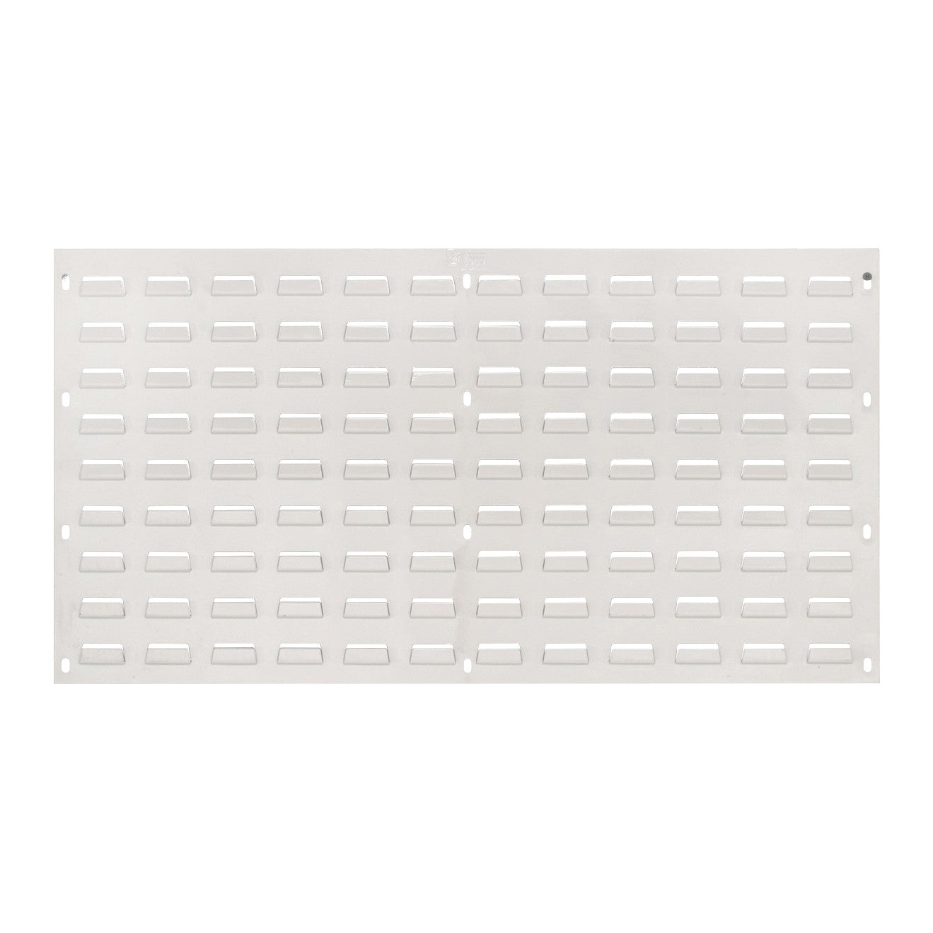The Quantum Solid Louvered Panel is a rectangular metal sheet with rows of horizontal slots for organizing storage bins.
