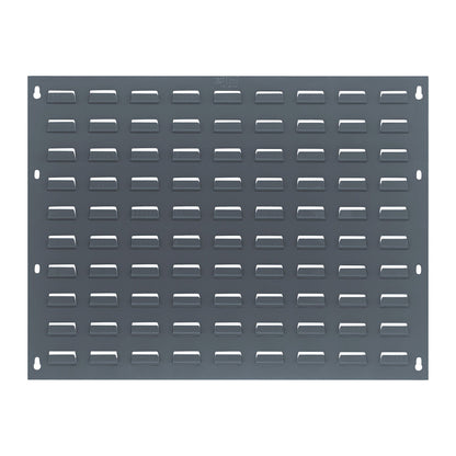 Quantum Solid Louvered Panel is a dark rectangular panel with evenly spaced horizontal slots for storage or organizational purposes.