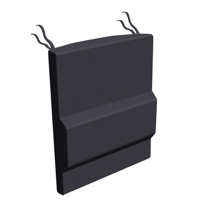 The AliMed Convex Back Support Cushion, a contoured dark cushion with straps for attaching to a chair.