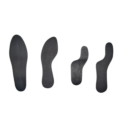 Four black Carboplast Thermoplastic Contoured Plates of varying sizes against a white background.