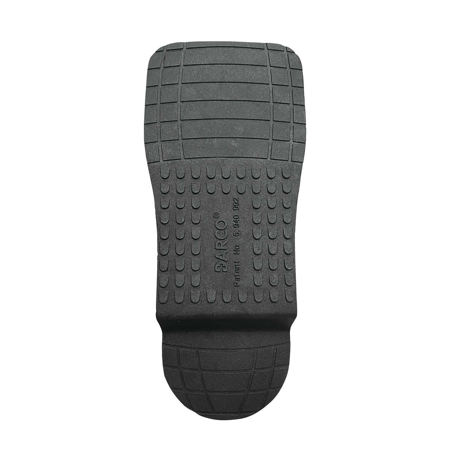 The sole of a DARCO HeelWedge Healing Shoe, featuring a textured pattern for added grip and support.