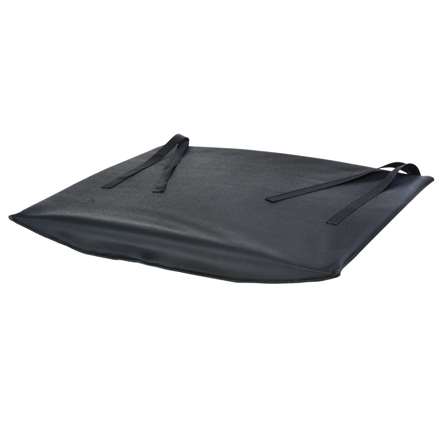 AliMed Solid Seat Insert (SSI) with Cover, shown flat and black with attached straps, designed for seating support.