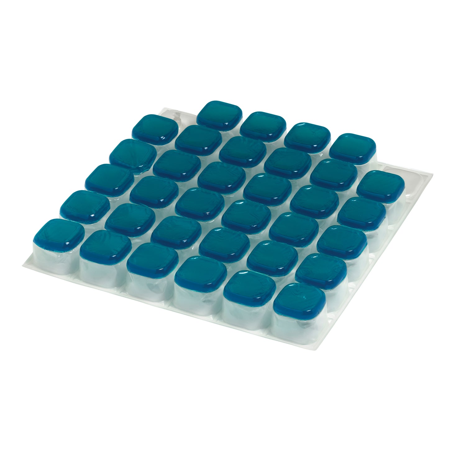 The Relax GelCell Wheelchair Cushion features a grid of blue gel-filled cells on a white base, designed for comfort and pressure relief.