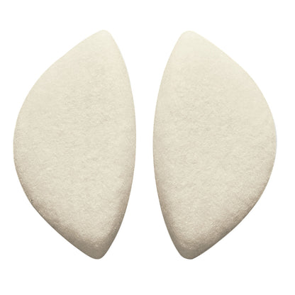 Two Hapad Scaphoid Pads, white and crescent-shaped, designed for foot support and placed side by side on a white background.