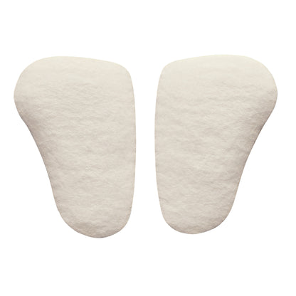 Pair of Hapad Longitudinal Metatarsal Arch Pads, white and oval-shaped, designed to provide support for the foot's arch.