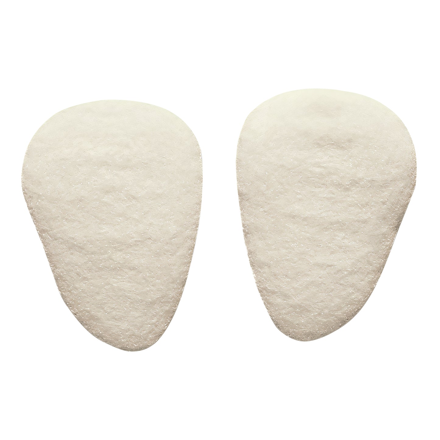 Two Hapad Metatarsal Pads on a white background, shaped like teardrops, designed for foot support and comfort.