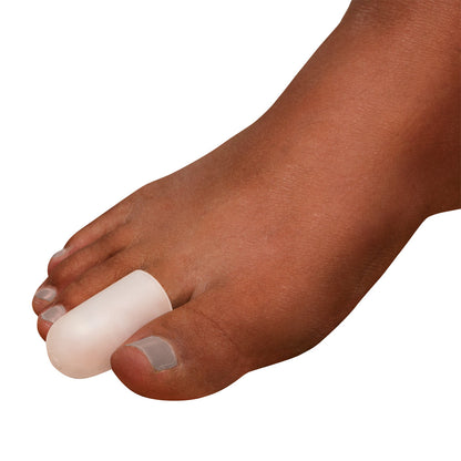 A foot with a Silipos All-Gel Digital Cap covering the second toe, providing protection and cushioning.