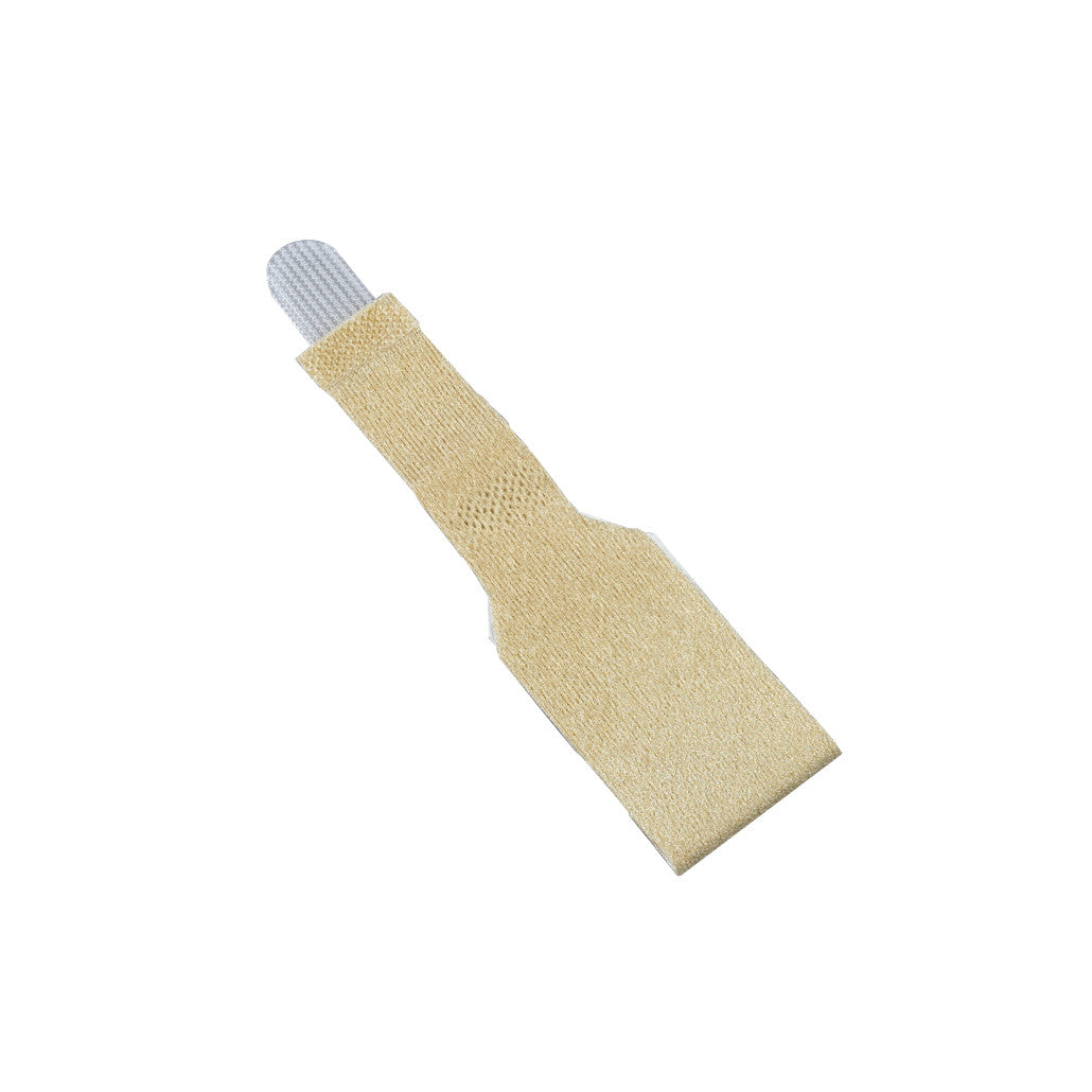 A 3pp Toe Loops device shown in a beige elastic loop with a white section, designed for toe alignment and comfort.