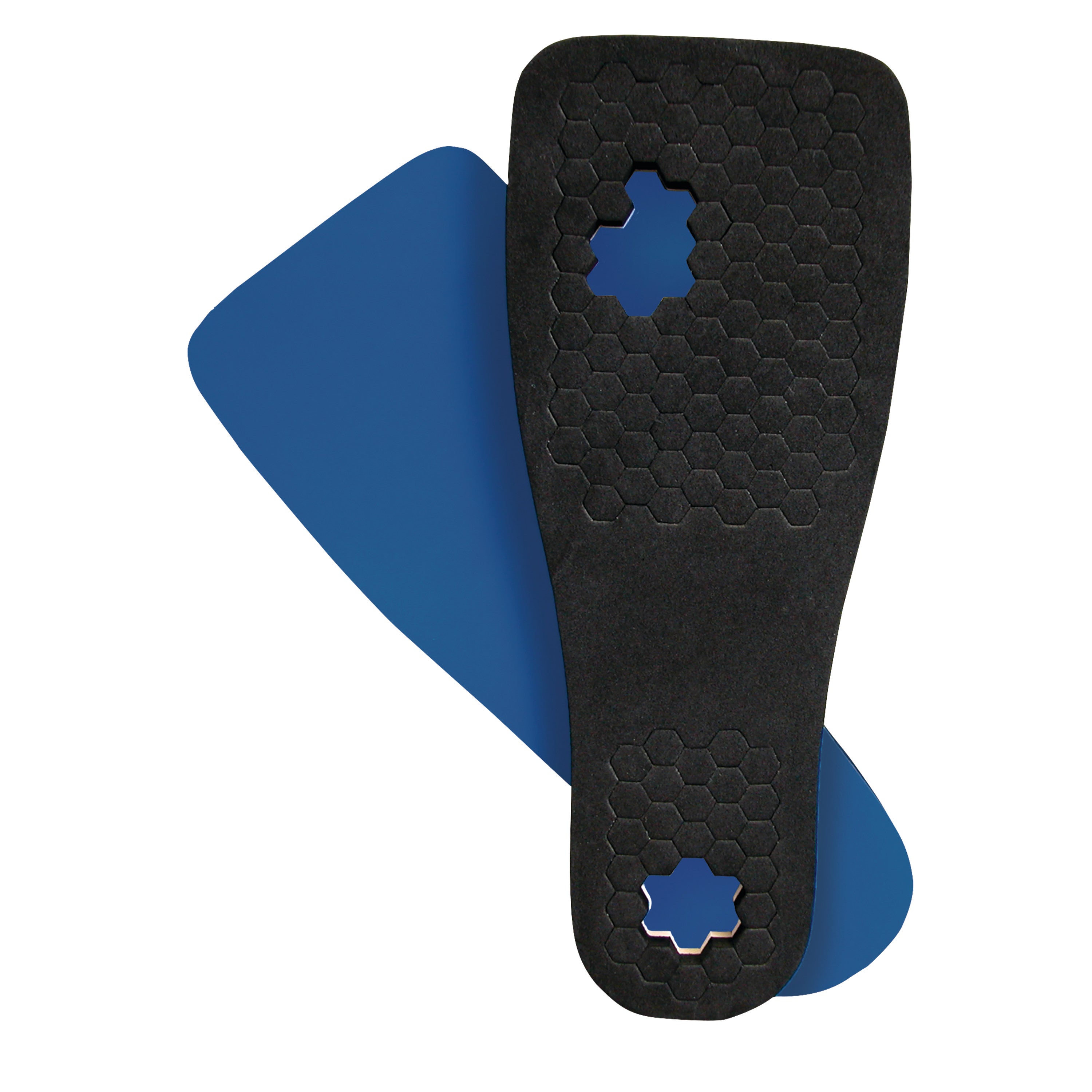 The DARCO PegAssist Five Size Offloading Insole System features a black insole with hexagonal cutouts and a blue back layer.