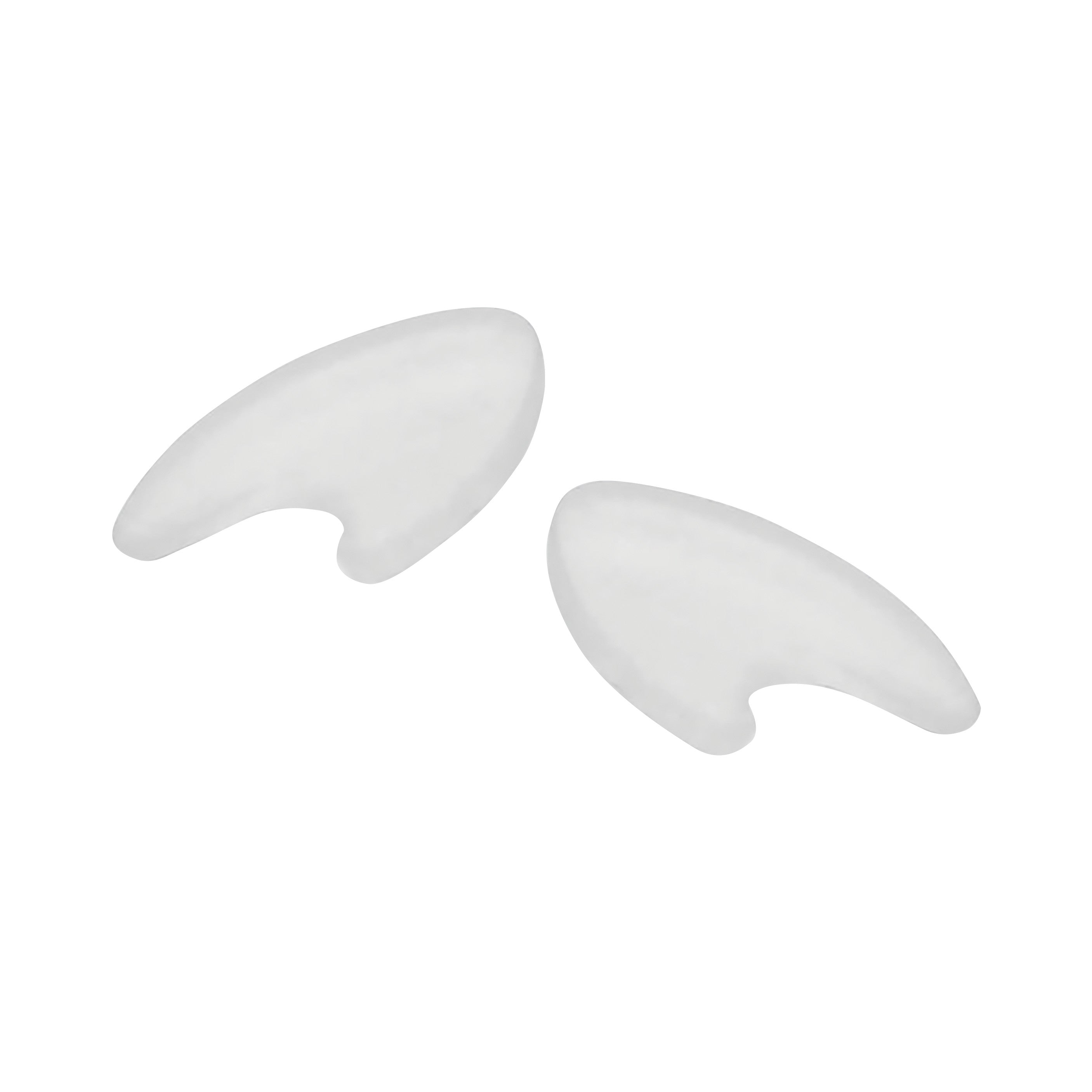 Two Silipos Gel Toe Separators, translucent and curved, designed for toe alignment and comfort.