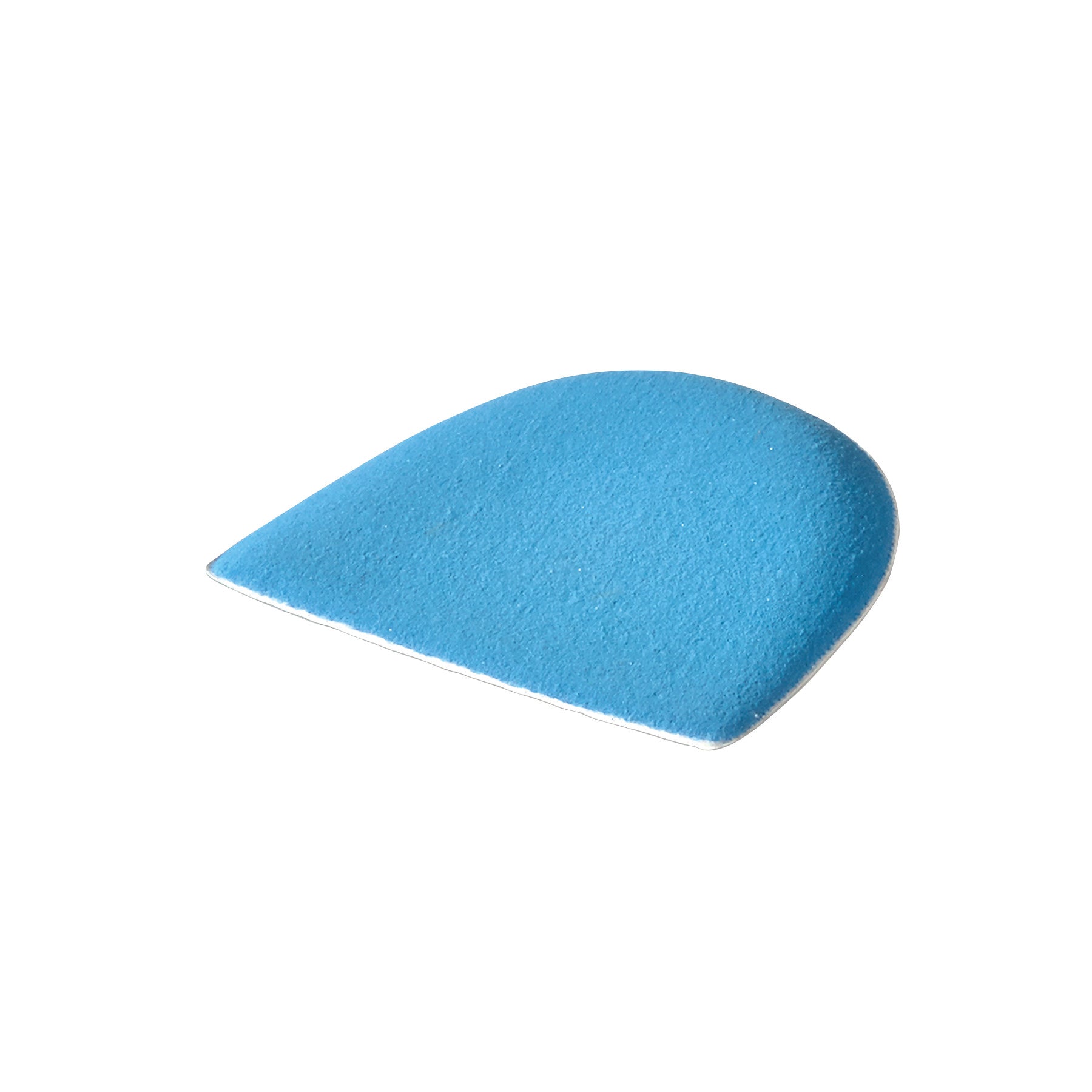 The PPT Self-Adhesive Heel Wedge is a blue, cushioned orthopedic insert with a rounded edge, designed to support the heel.