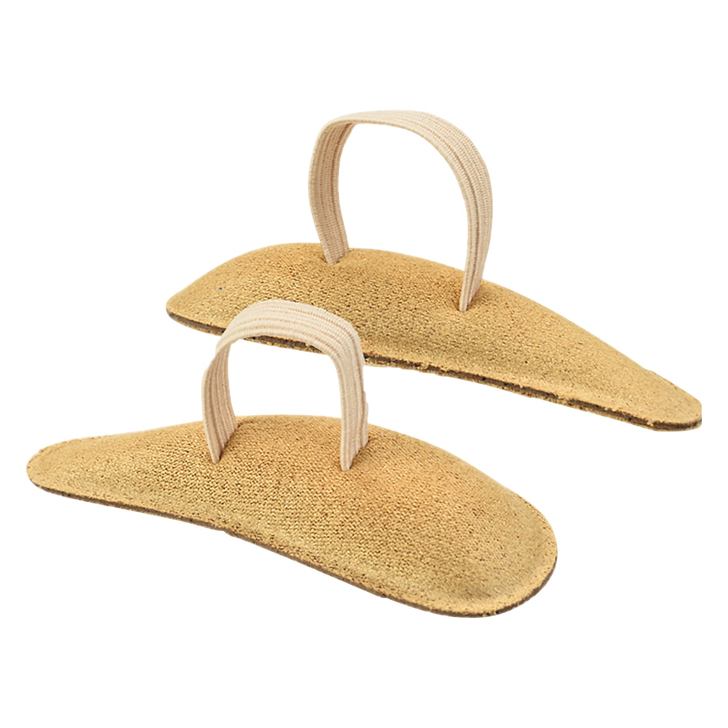 Silipos Hammer Toe Crest pads in beige are shown with elastic loops. They are designed to support and correct toe alignment.
