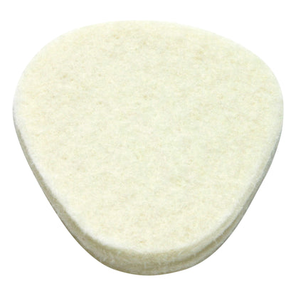 A cream-colored Felt Met Pad with a rounded, triangular shape designed for providing cushioning and support.