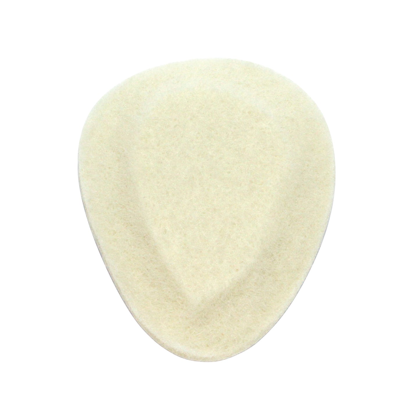 A cream-colored Felt Met Pad, shaped like a small teardrop, designed for foot comfort and support.