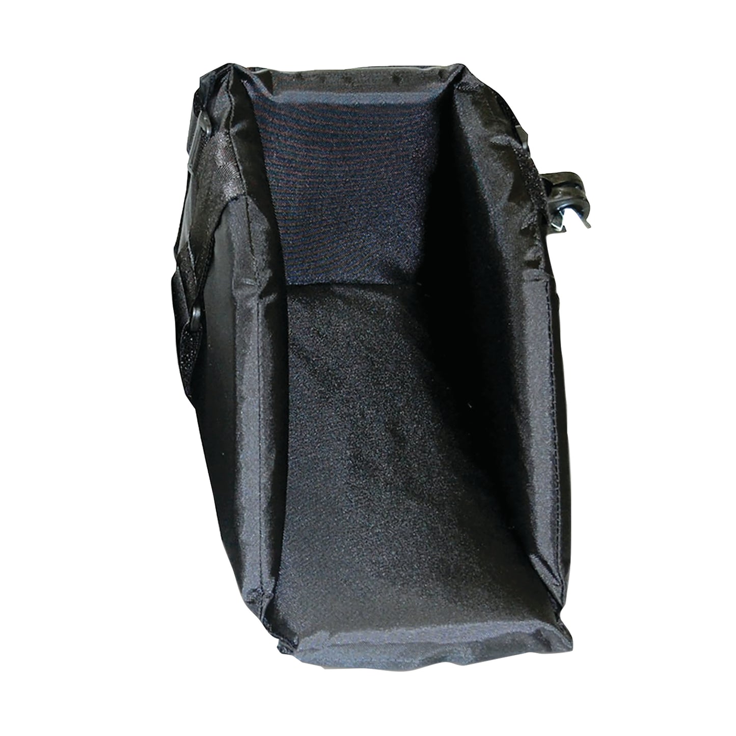 The SkiL-Care Swing-Away Foot Support is a padded, black foot support with side walls and straps for wheelchair use.