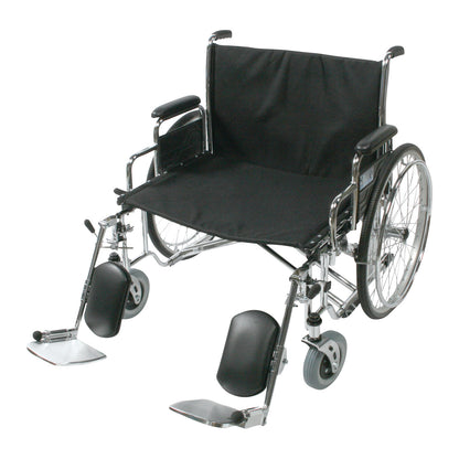 Optional Elevating Leg Rest for Drive Medical Sentra EC Heavy-Duty Extra-Wide Wheelchair with black seat and chrome frame.