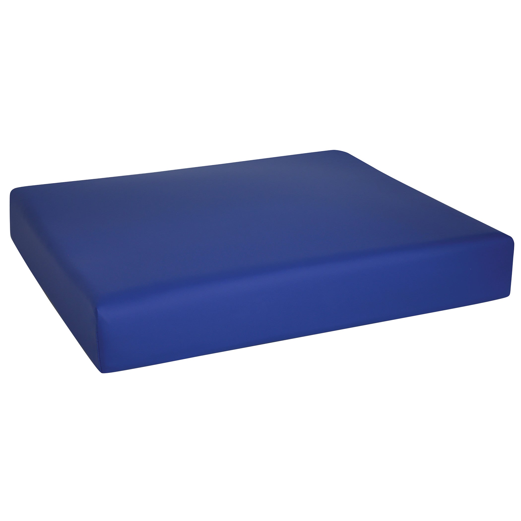 The NYOrtho Gel-Foam Wheelchair Cushion is a thick, rectangular blue cushion designed for comfort and support in wheelchairs.