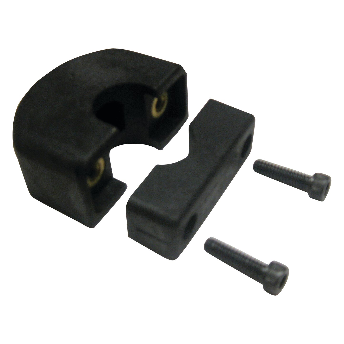 Shove-a-Lugs Wheelchair Grip Attachment with two black grip pieces and two screws on a white background.