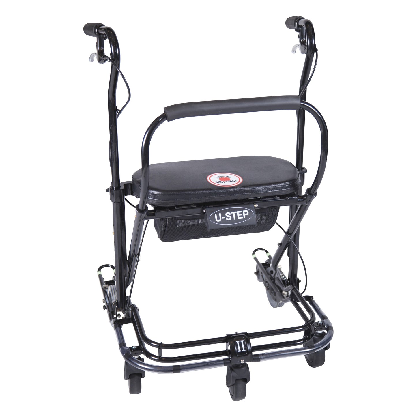 U-Step II Walking Stabilizer, a mobility aid with a padded seat and handlebars, designed to assist with balance and support.