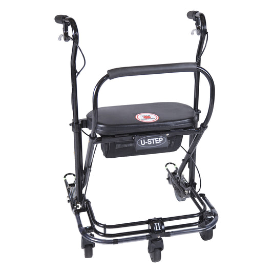 U-Step II Walking Stabilizer, a mobility aid with a padded seat and handlebars, designed to assist with balance and support.