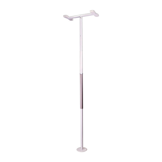 A white Security Pole with a T-shaped top and base, designed to assist with balance and support, standing vertically.
