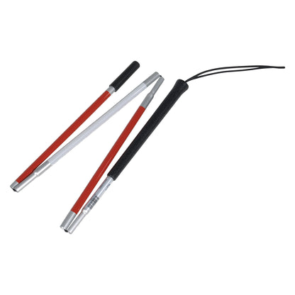 Drive Medical Walking Cane for the Blind, foldable with a red and white design and a black ergonomic handle with a wrist strap.