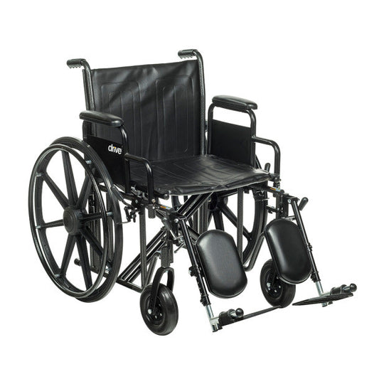 Drive Medical Sentra EC Heavy-Duty Wheelchair features removable desk arms and elevating leg rests, designed for comfort and support.