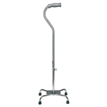 The Lumex Stable Base Quad Cane features a curved handle and a four-point base, providing stability and support for users.