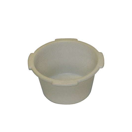 A beige commode pail for Healthline PVC shower commode chairs, featuring a wide rim and side handles.