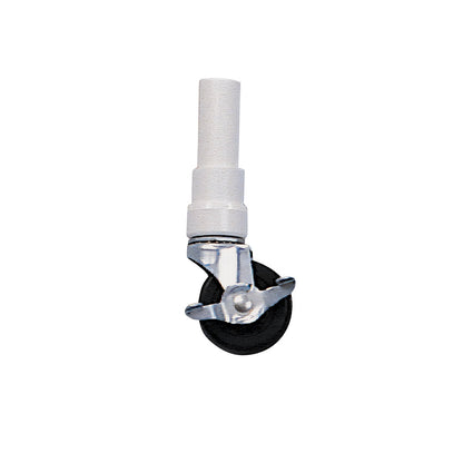 Replacement caster set for Healthline PVC Shower Commode Chairs; features a black wheel with a metal frame and white stem.