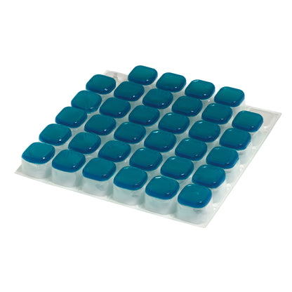 The Relax GelCell Wheelchair Cushion features a white base with a grid of blue gel-filled square pads for comfort and support.