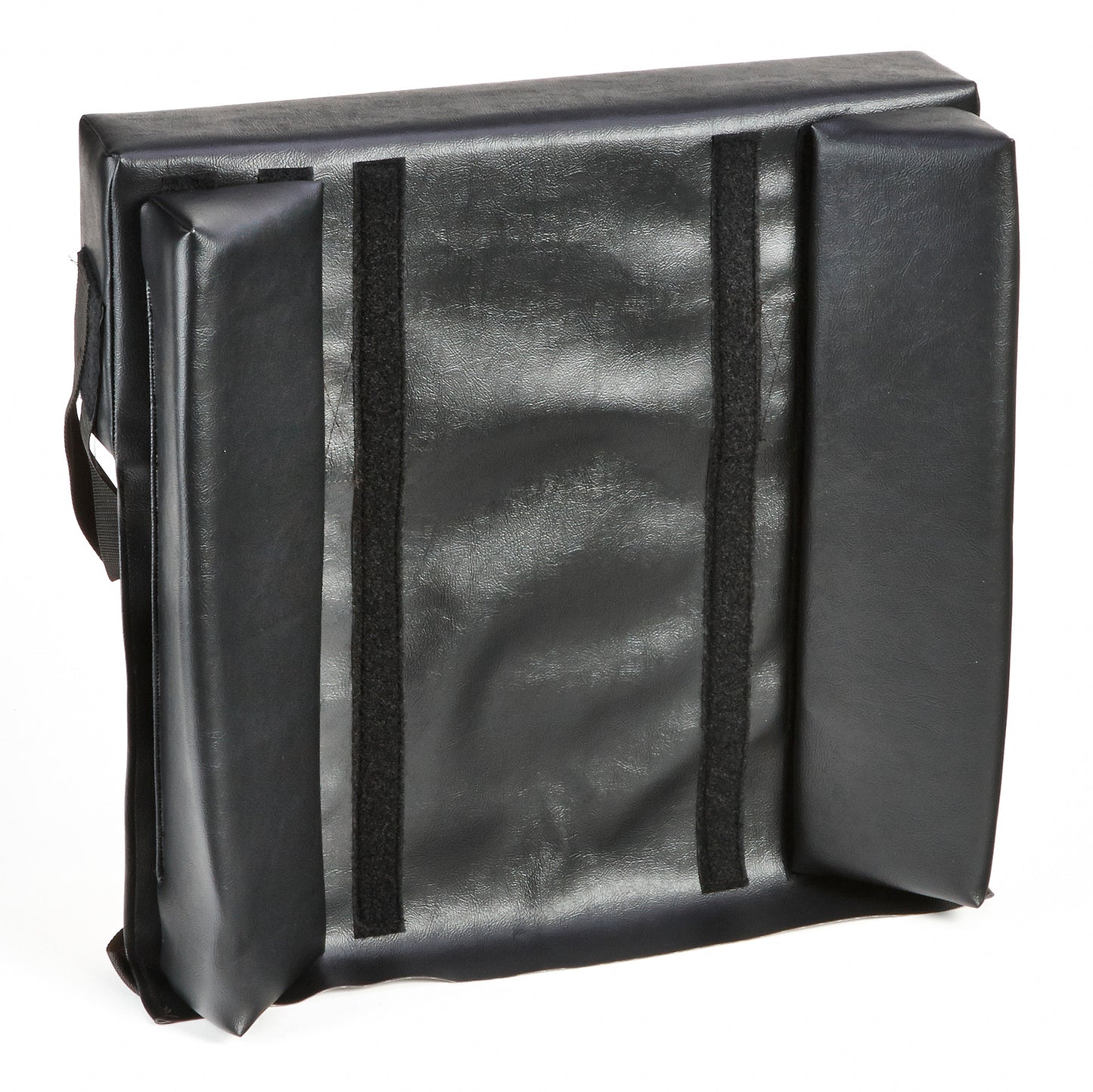 An AliMed Adjustable Positioning Wheelchair Support with a black, padded design and straps for secure attachment.