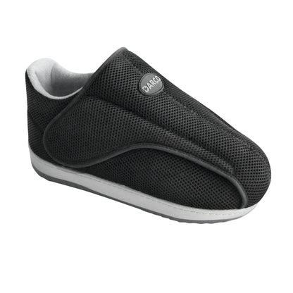 Black DARCO AllRound Shoe with a closed-toe design, breathable mesh fabric, and an adjustable strap over white sole.