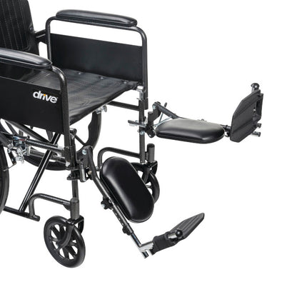 Drive Medical Silver Sport Full Reclining Wheelchair with black frame, leg rests extended, and padded armrests.