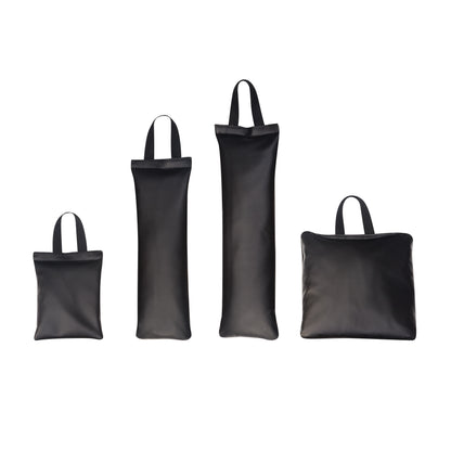 Four AliMed MR-Safe Cervical/Traction Sandbags in different sizes are displayed, each with a black handle on a white background.