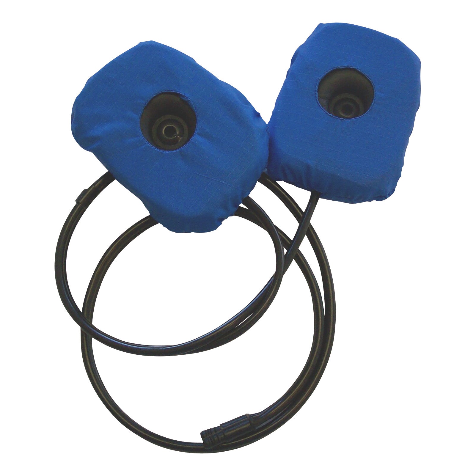 MR-Safe Non-Headset features two blue padded ear pieces connected by a black cable, designed for comfortable MRI use.