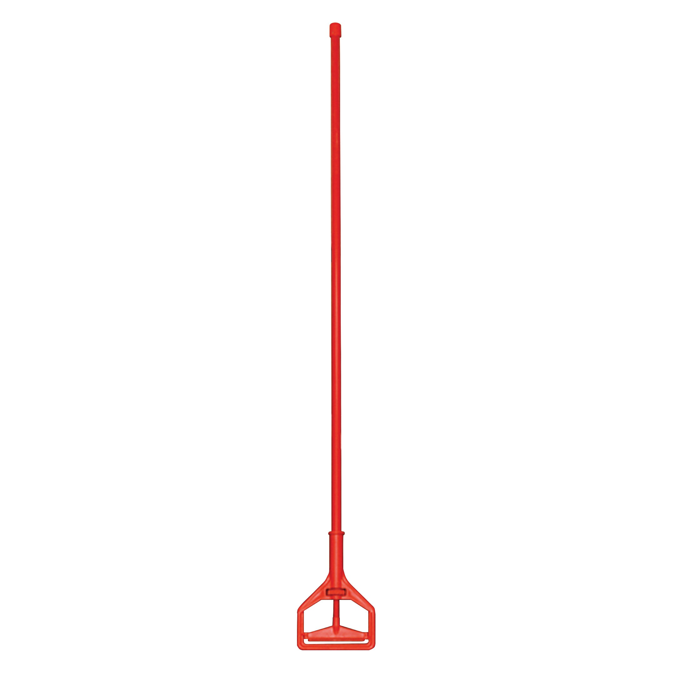 Red "Mop Holder with Handle" for MRI Custodial Cart shown. It has a long handle with a triangular base.