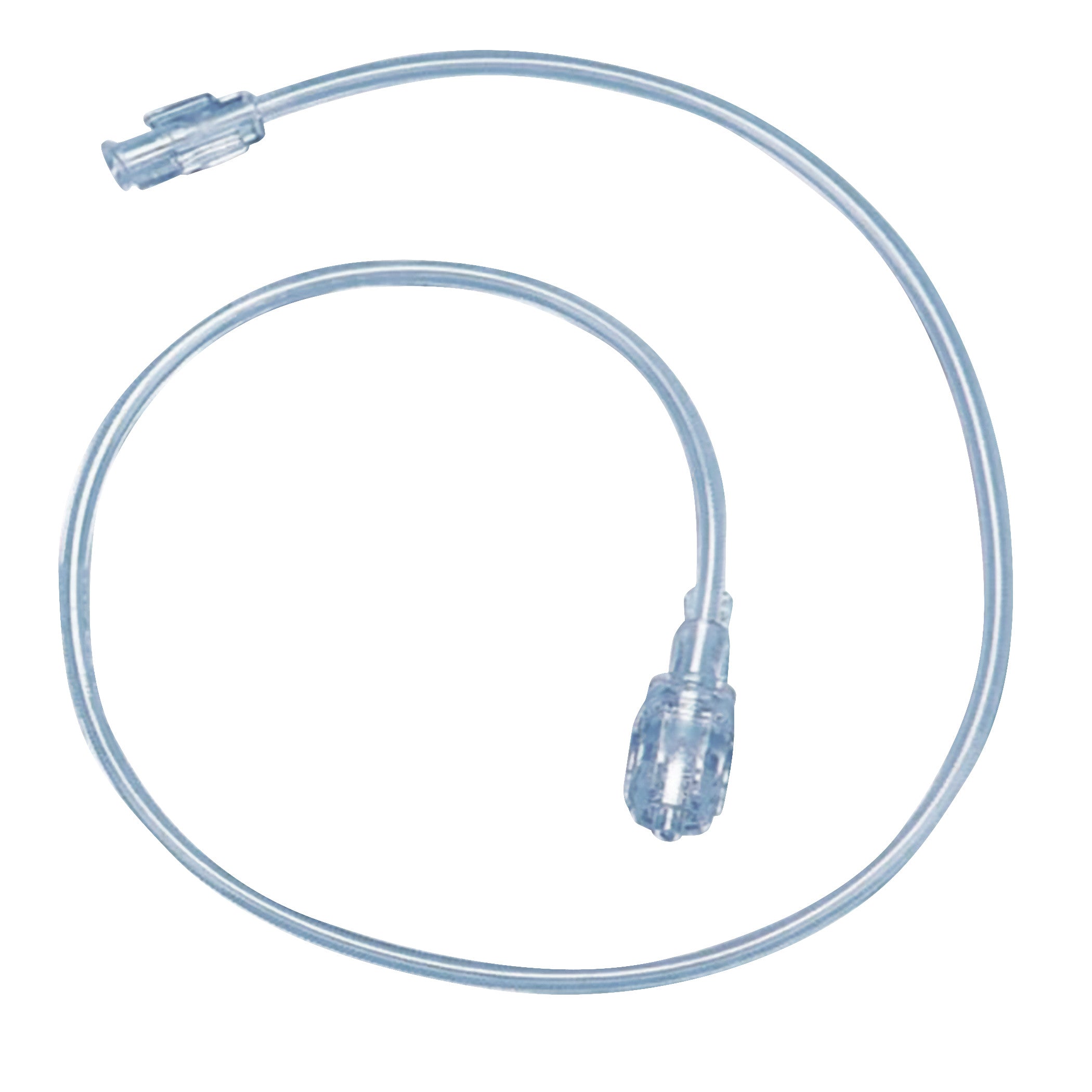 DeRoyal Non-Braided High Pressure Injector Line  shows  clear flexible tubing with connectors at both ends.