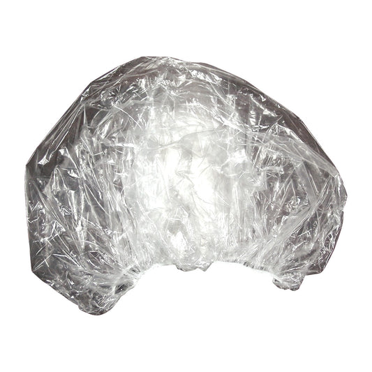 A crinkled, transparent TIDI Dome Bag, used for covering equipment, is displayed against a white background.