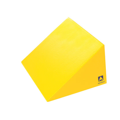 Yellow AliMed Protecta-Coat 35/55 Degree Wedge Positioner, featuring a triangular shape with a small logo on one side.